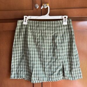 Princess Polly Green Gingham Print Skirt